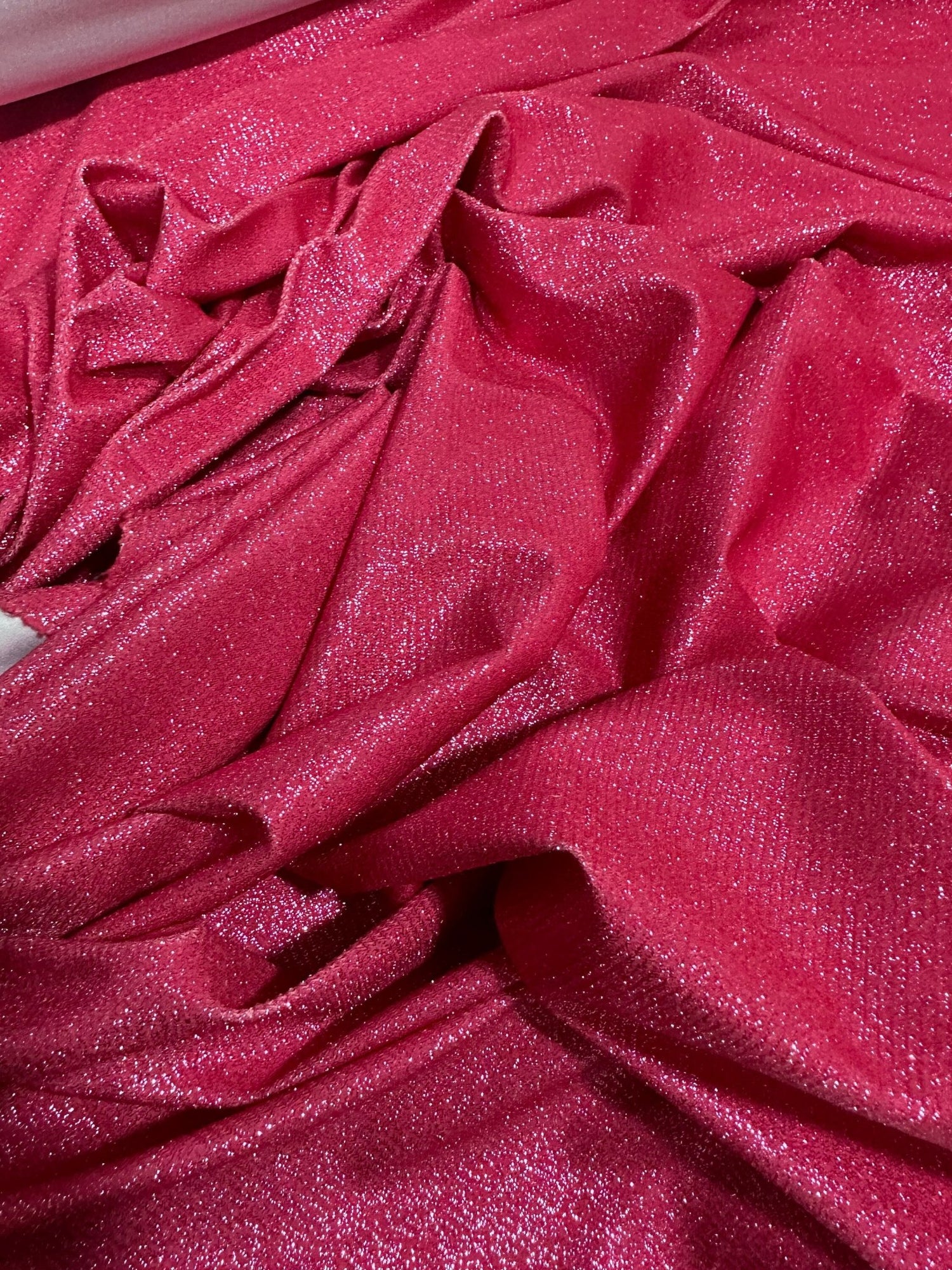 Barbie color Lurex Fabric, Fushsia Color Glitter 4 - Way Stretch - Whotex Online Fabric Store