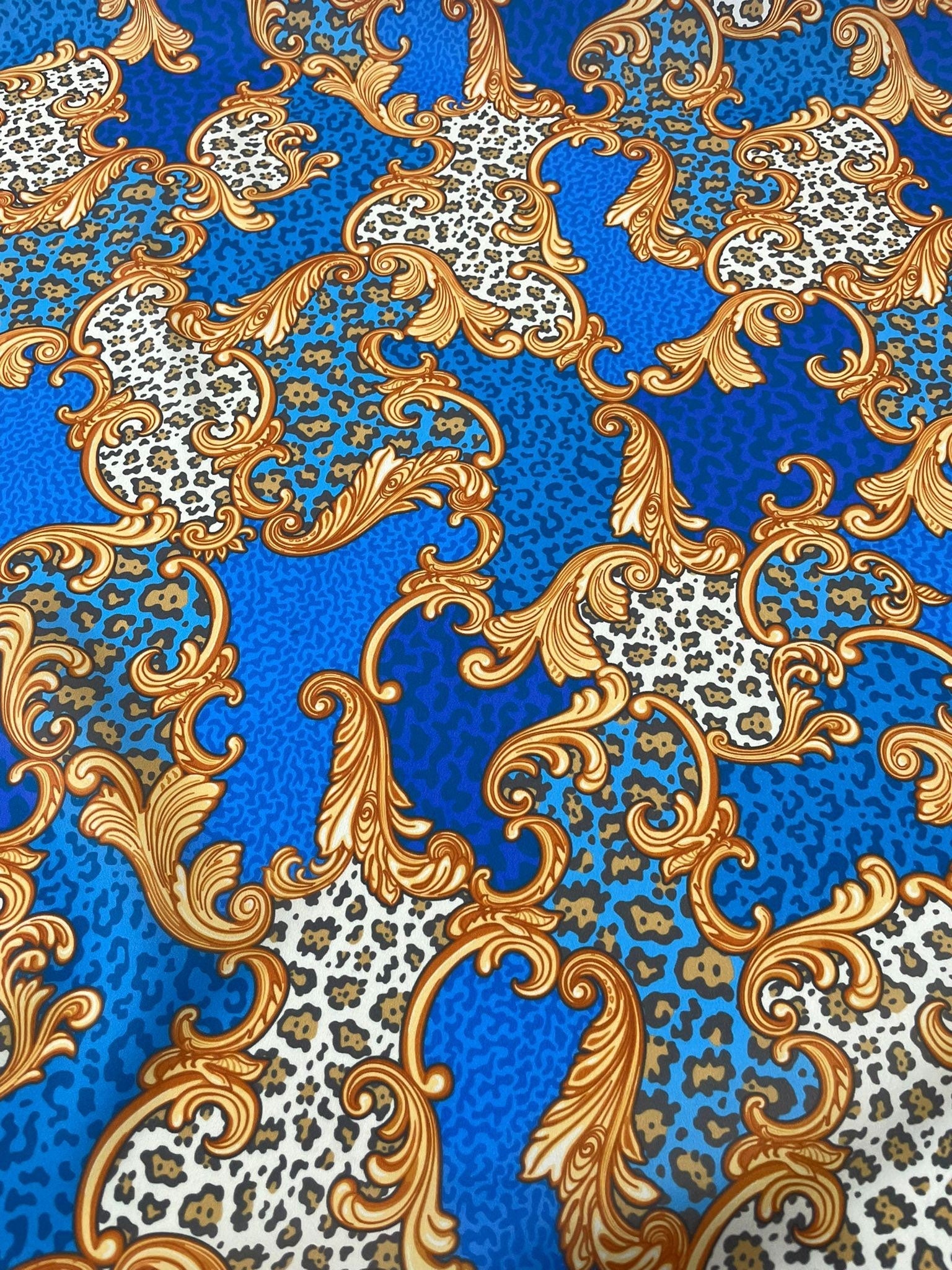 Baroque and Leopard Pattern Crepe Fabric - Whotex