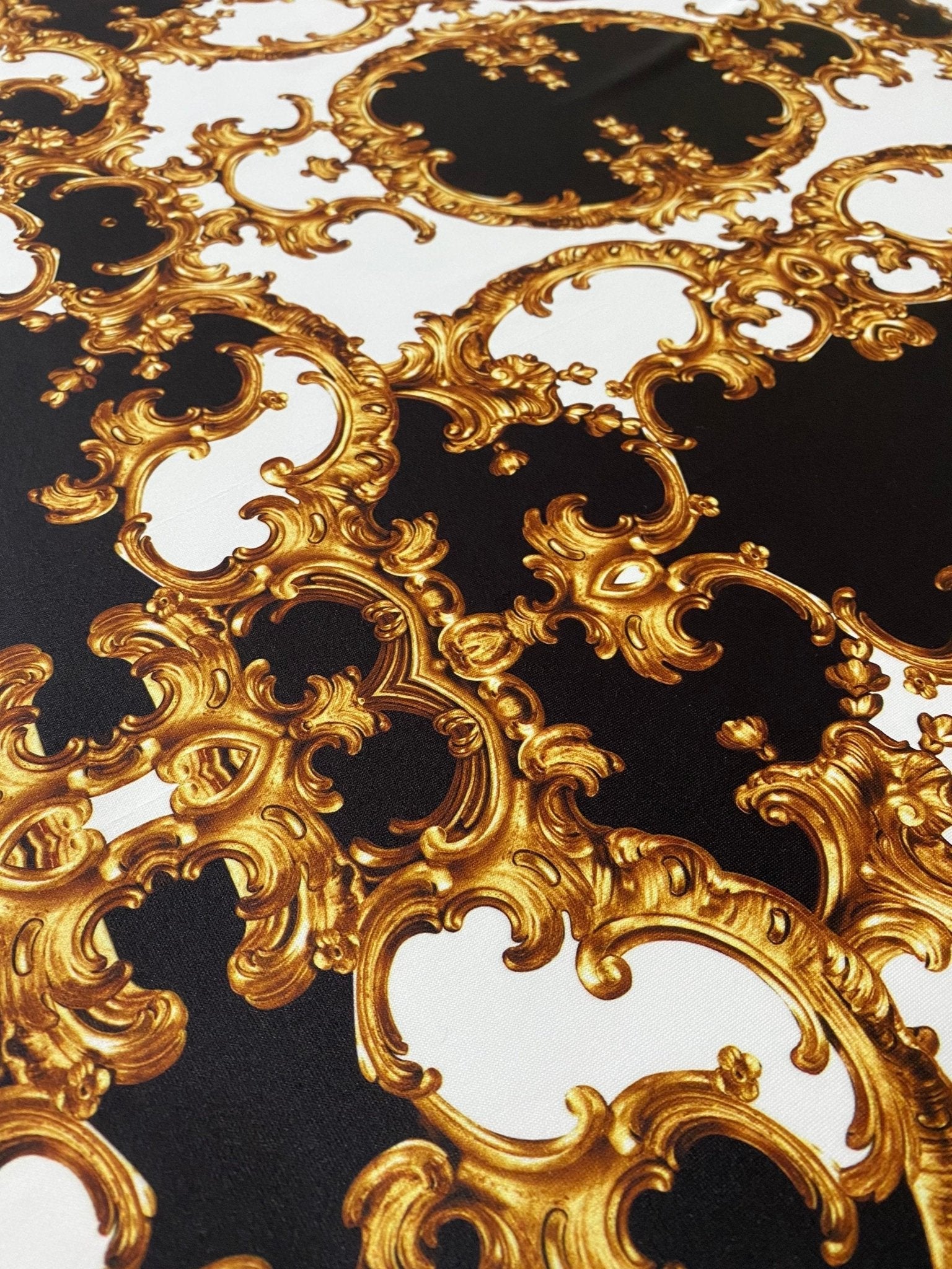 Baroque Black White Gold Pattern Fabric by the Yard for Elegant Crafts - Whotex Online Fabric Store