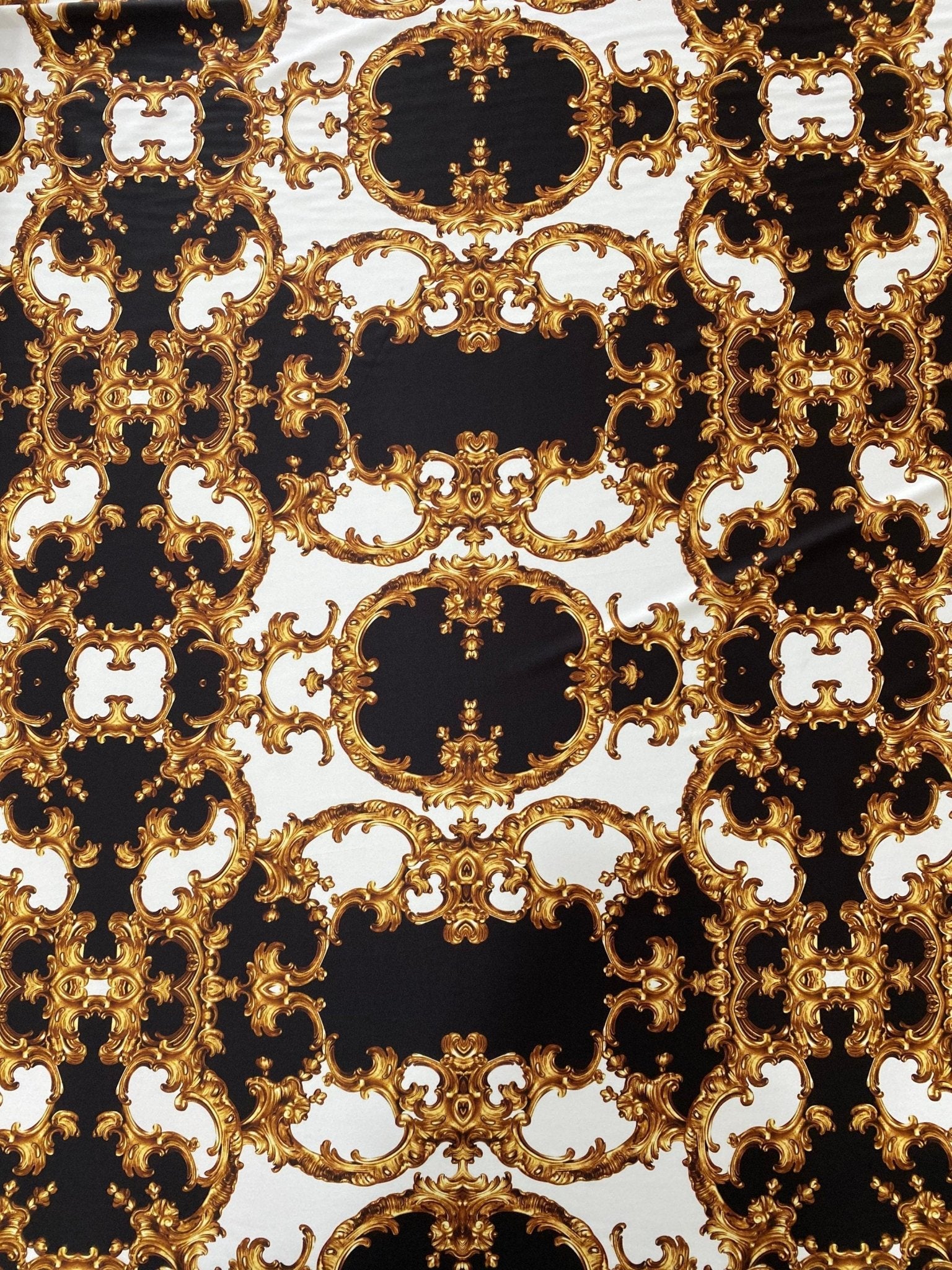 Baroque Black White Gold Pattern Fabric by the Yard for Elegant Crafts - Whotex Online Fabric Store