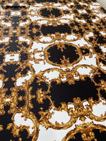 Baroque Black White Gold Pattern Fabric by the Yard for Elegant Crafts - Whotex Online Fabric Store