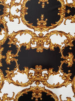 Baroque Black White Gold Pattern Fabric by the Yard for Elegant Crafts - Whotex Online Fabric Store