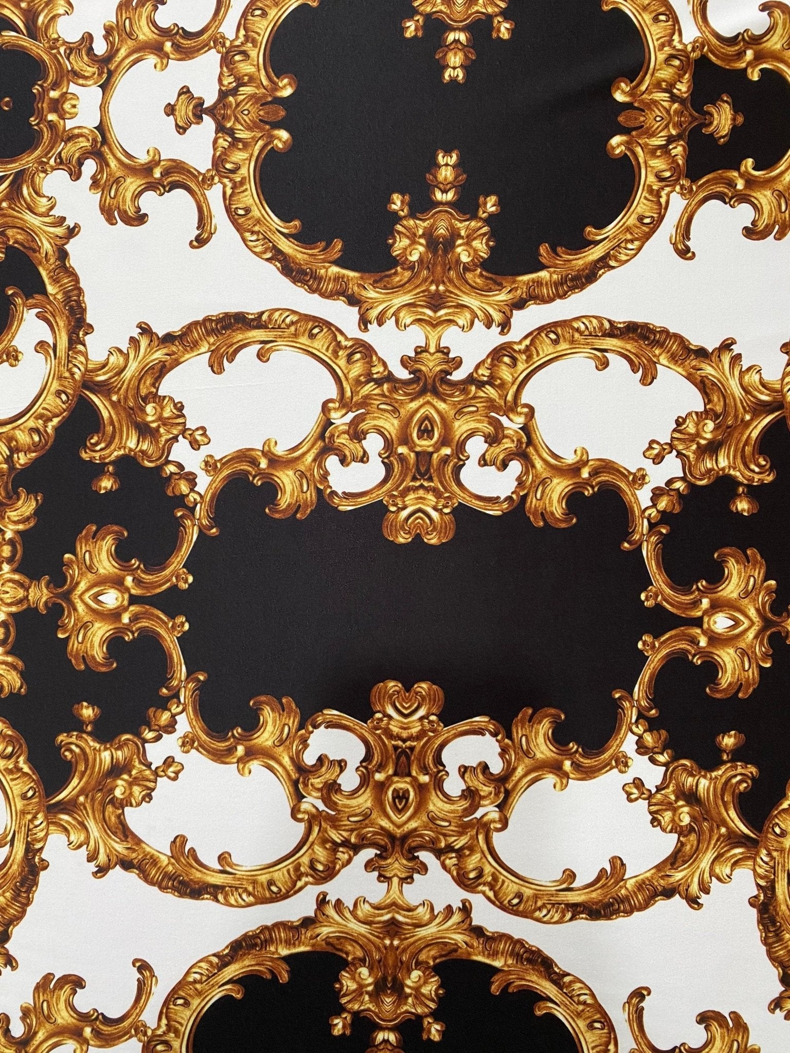 Baroque Black White Gold Pattern Fabric by the Yard for Elegant Crafts - Whotex Online Fabric Store
