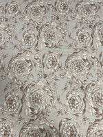 Baroque Floral Damask Fabric in Beige and Taupe - Whotex Online Fabric Store