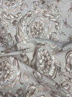 Baroque Floral Damask Fabric in Beige and Taupe - Whotex Online Fabric Store