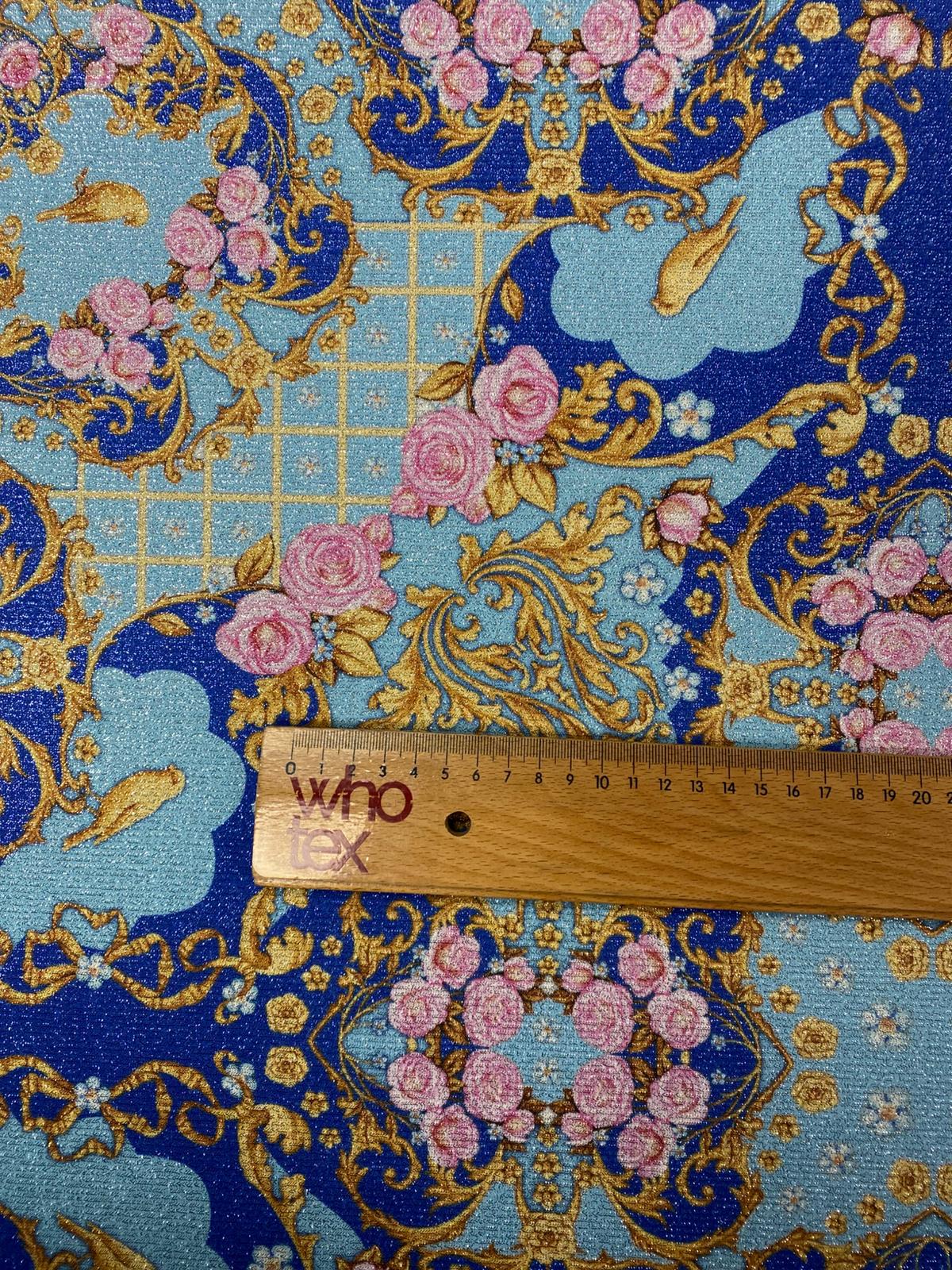 Baroque Floral Lurex Fabric by the Metre - Whotex Fabrics London