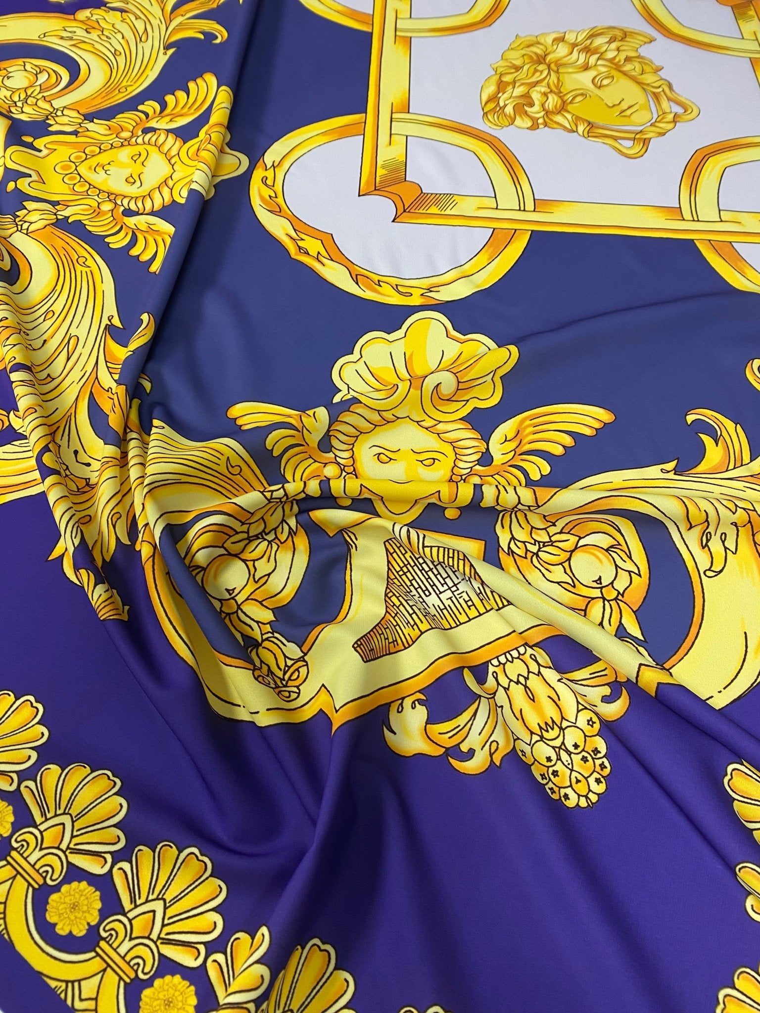 Baroque Gold Crepe Fabric by the Metre – Luxury & Elegant - Whotex Fabrics London