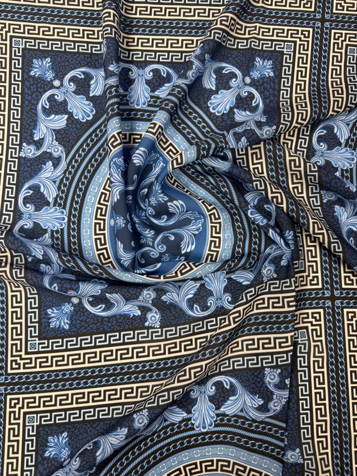 Baroque Medallion Moss Crepe Fabric by the Metre - Whotex Fabrics London