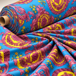 Baroque Medallion Print Satin Fabric by the Metre - Whotex Fabrics London
