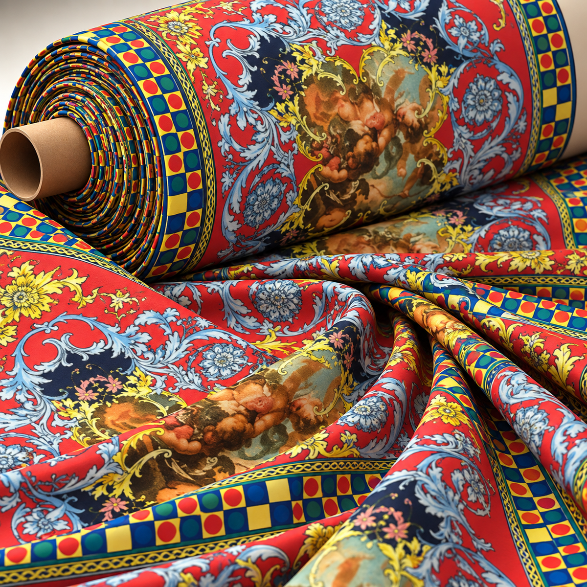 Baroque Medallion Upholstery Fabric by the Metre - Whotex Fabrics London