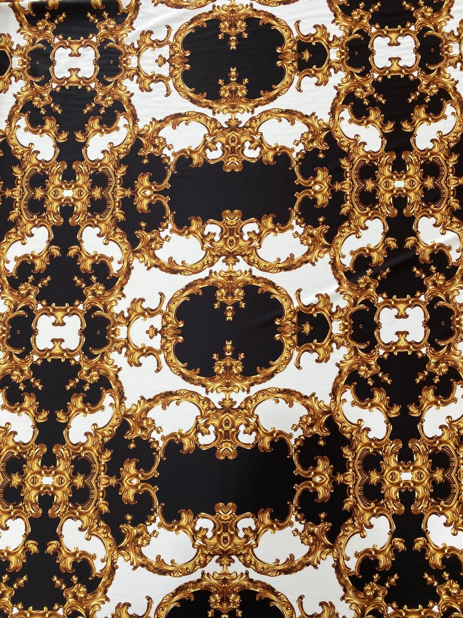 Baroque Pattern fabric, Black White spandex 4 - way stretch fabric - Whotex