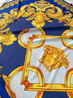 Baroque pattern fabric, Blue Silky Crepe Fabric , Fabric by the yard, Panel Fabric 150*100cm // 1.64 * 1.09 yard - Whotex Online Fabric Store