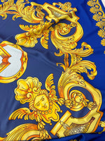 Baroque pattern fabric, Blue Silky Crepe Fabric , Fabric by the yard, Panel Fabric 150*100cm // 1.64 * 1.09 yard - Whotex Online Fabric Store