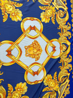 Baroque pattern fabric, Blue Silky Crepe Fabric , Fabric by the yard, Panel Fabric 150*100cm // 1.64 * 1.09 yard - Whotex Online Fabric Store