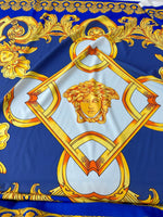Baroque pattern fabric, Blue Silky Crepe Fabric , Fabric by the yard, Panel Fabric 150*100cm // 1.64 * 1.09 yard - Whotex Online Fabric Store