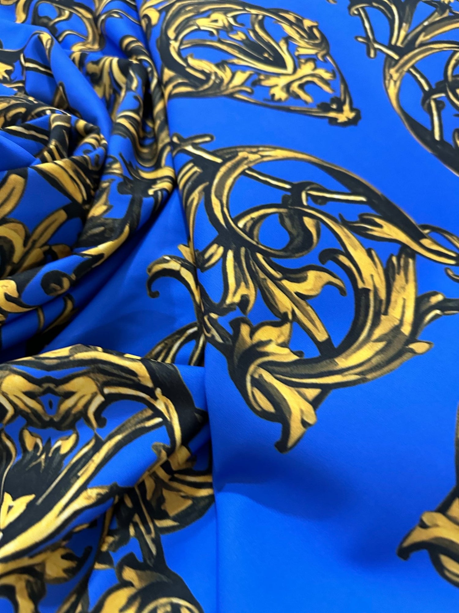 Baroque Pattern Fabric Fabric, Royal Blue Color Fabric - Whotex Online Fabric Store
