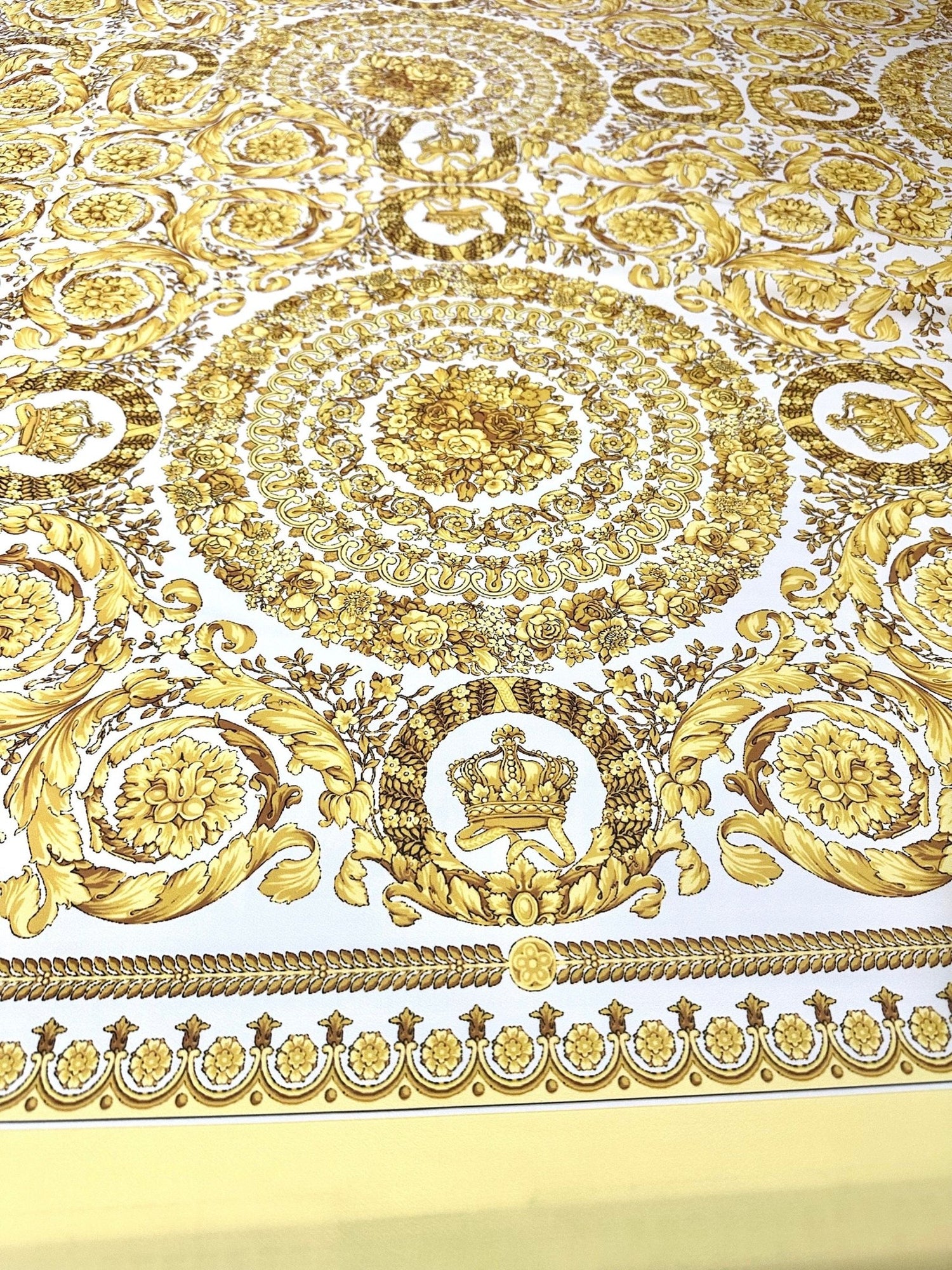 Baroque Pattern Fabric, Gold White Color Fabric By The Yard - Whotex Online Fabric Store