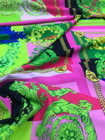 Baroque Pattern Fabric, Green And Pink Colors - Whotex Online Fabric Store