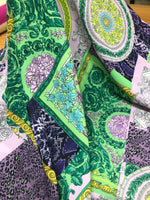 Baroque Pattern Fabric, Green Borders Soft Colors Fabric By The Yard - Whotex Online Fabric Store