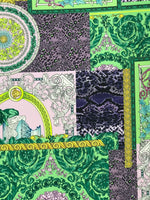 Baroque Pattern Fabric, Green Borders Soft Colors Fabric By The Yard - Whotex Online Fabric Store