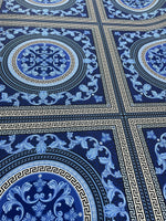 Baroque Pattern Fabric, Navy Blue Color Greek Key Fabric - Whotex Online Fabric Store