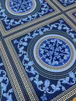 Baroque Pattern Fabric, Navy Blue Color Greek Key Fabric - Whotex Online Fabric Store