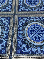 Baroque Pattern Fabric, Navy Blue Color Greek Key Fabric - Whotex Online Fabric Store