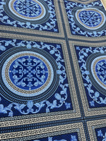 Baroque Pattern Fabric, Navy Blue Color Greek Key Fabric - Whotex Online Fabric Store