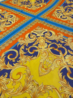 Baroque Pattern Fabric, Orange Border Gold Details Fabric - Whotex Online Fabric Store
