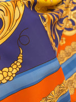 Baroque Pattern Fabric, Orange Border Gold Details Fabric - Whotex Online Fabric Store