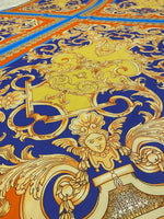 Baroque Pattern Fabric, Orange Border Gold Details Fabric - Whotex Online Fabric Store