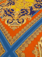 Baroque Pattern Fabric, Orange Border Gold Details Fabric - Whotex Online Fabric Store