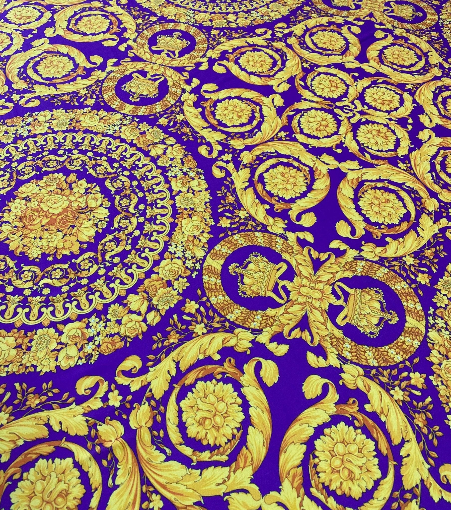 Baroque Pattern fabric, Purple Spandex Stretch - Whotex