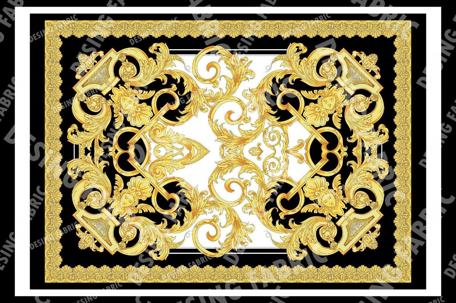 Baroque pattern fabric, Silky Crepe Fabric , Fabric by the yard, Panel Fabric 150*100cm // 1.64 * 1.09 yard - Whotex Online Fabric Store