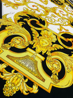 Baroque pattern fabric, Silky Crepe Fabric , Fabric by the yard, Panel Fabric 150*100cm // 1.64 * 1.09 yard - Whotex Online Fabric Store