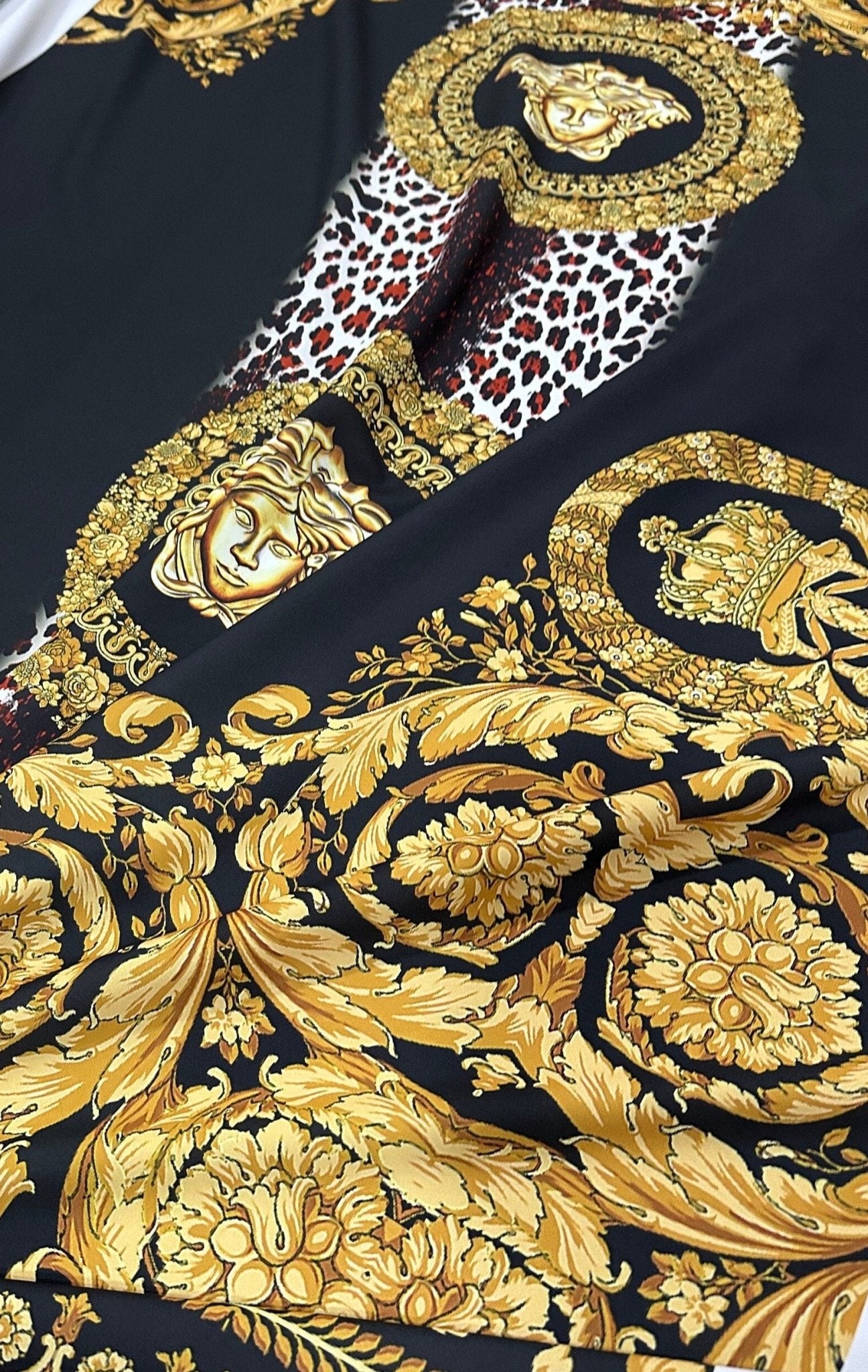 Baroque Pattern On Leopard Fabric, Gold Design Fabric By The Yard - Whotex Online Fabric Store