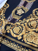 Baroque Pattern On Leopard Fabric, Gold Design Fabric By The Yard - Whotex Online Fabric Store