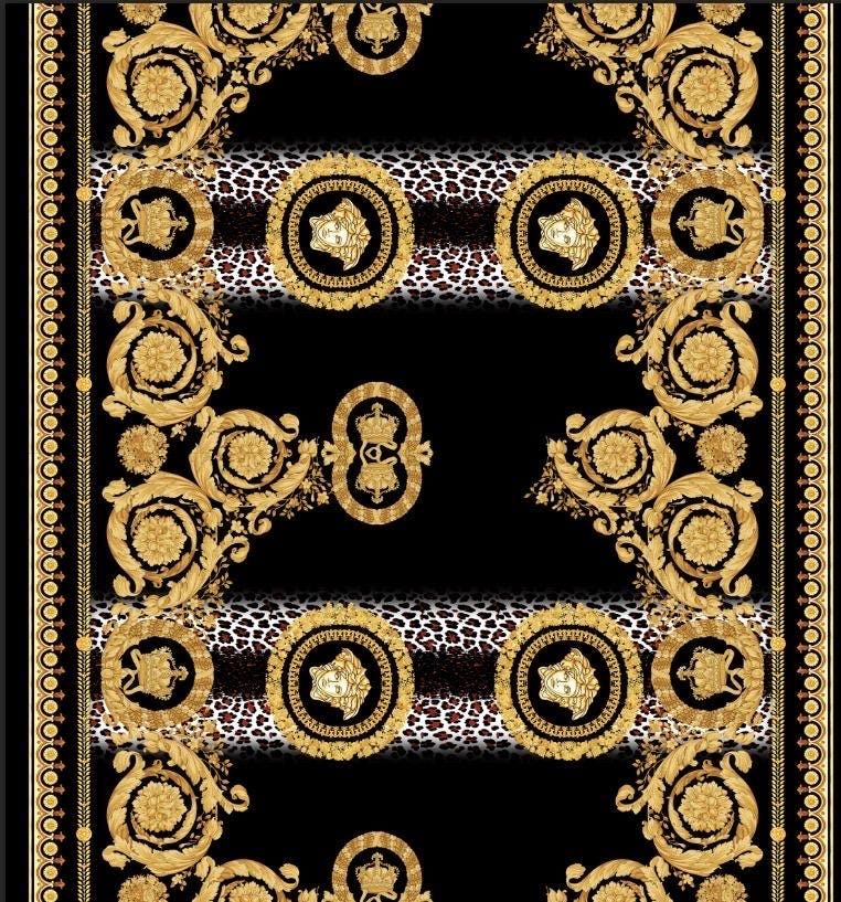 Baroque Pattern On Leopard Fabric, Gold Design Fabric By The Yard - Whotex Online Fabric Store