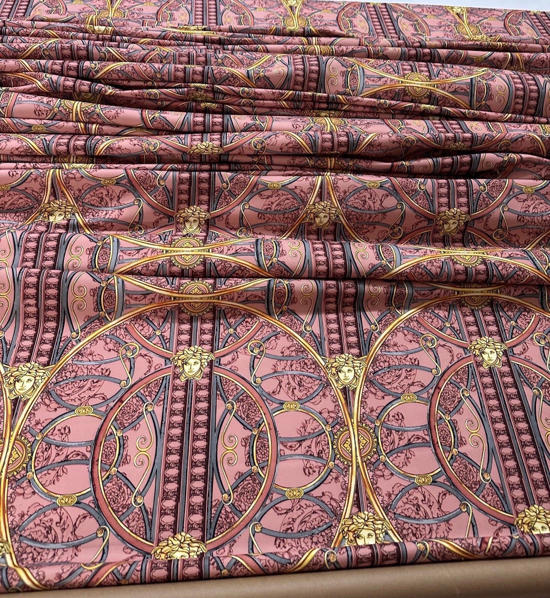 Baroque Pattern Upholstery Fabric, Pink and Gold color Digital print fabric, outdoor runner curtain pillow bags fabric - Whotex