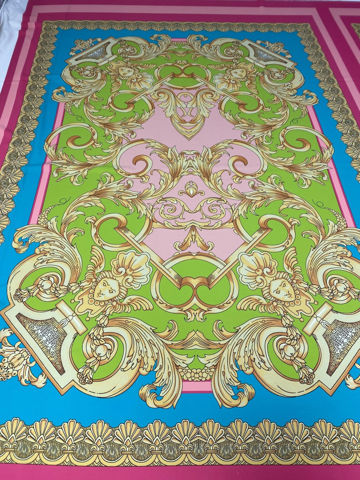 Baroque Pink Silky Crepe Fabric Panel - 150x100cm 164x109 Yards - Whotex Online Fabric Store