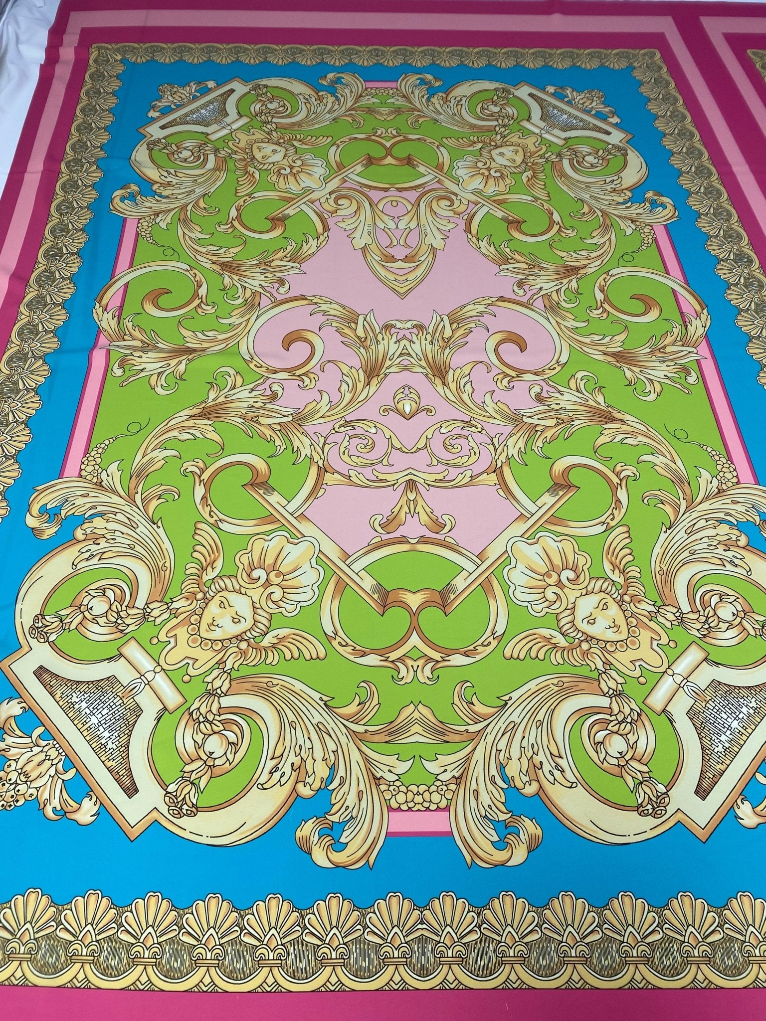 Baroque Pink Silky Crepe Fabric Panel - 150x100cm 164x109 Yards - Whotex Online Fabric Store