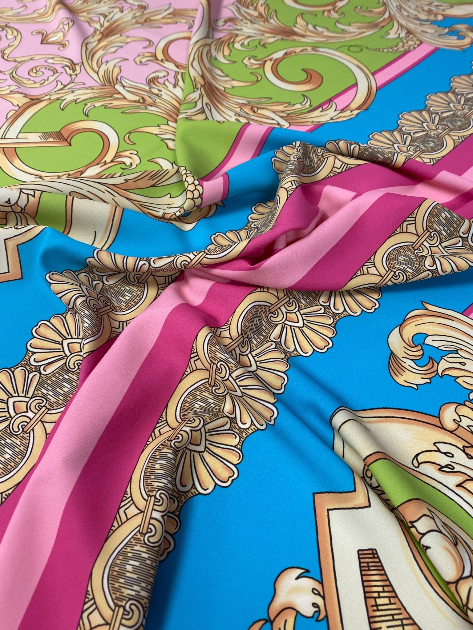 Baroque Print Crepe Fabric by the Metre - Whotex Fabrics London