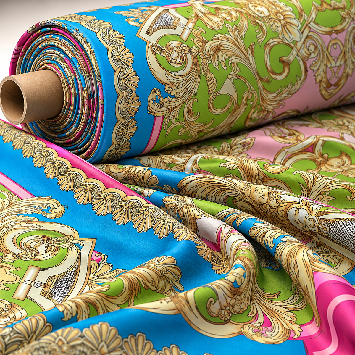 Baroque Print Crepe Fabric by the Metre - Whotex Fabrics London