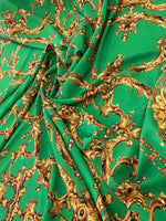 Baroque Print Fabric Fabric, Green Gold Fabric - Whotex Online Fabric Store