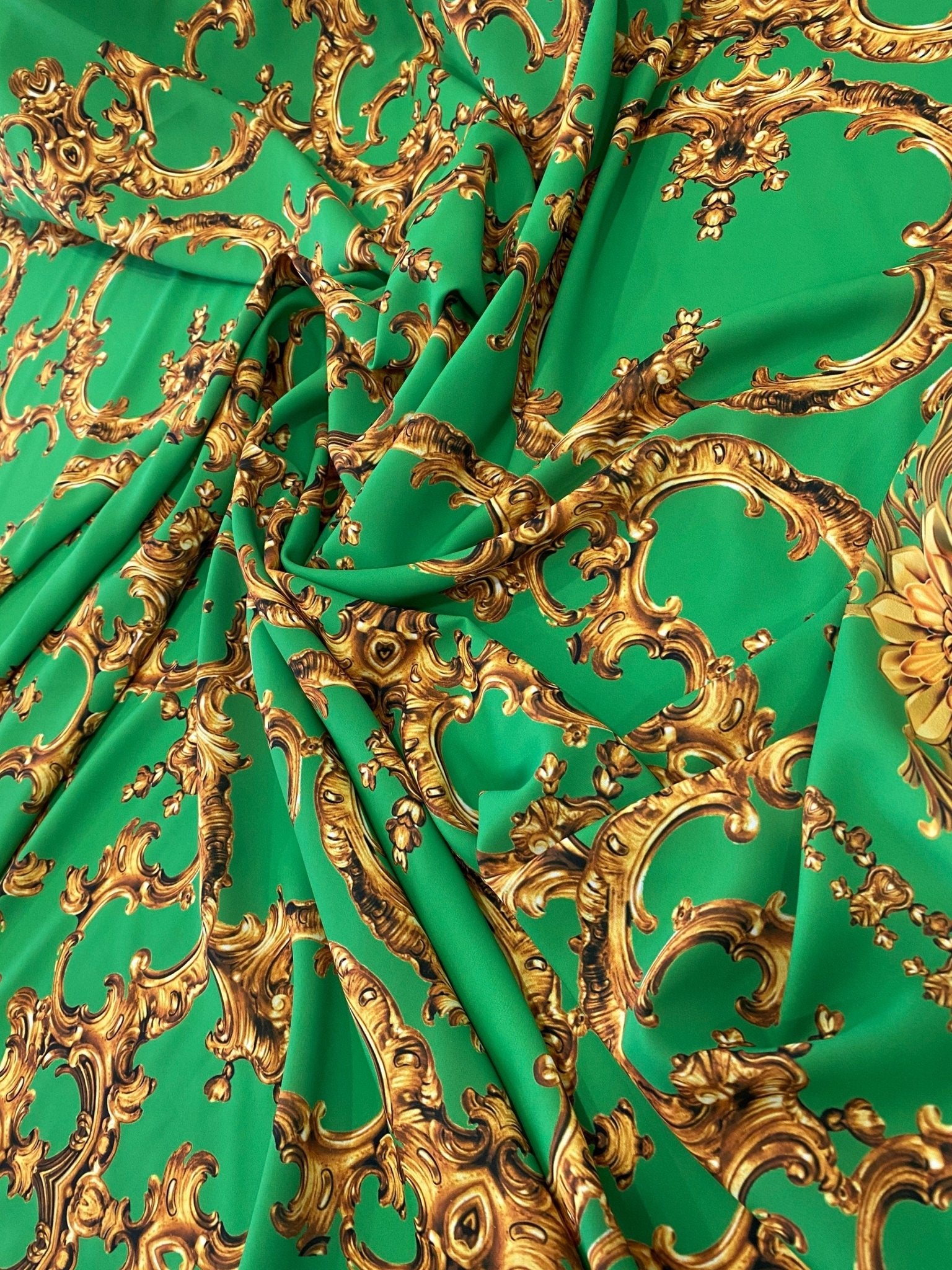 Baroque Print Fabric Fabric, Green Gold Fabric - Whotex Online Fabric Store