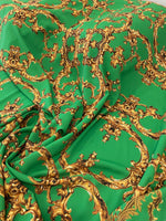 Baroque Print Fabric Fabric, Green Gold Fabric - Whotex Online Fabric Store