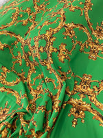 Baroque Print Fabric Fabric, Green Gold Fabric - Whotex Online Fabric Store
