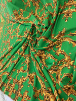 Baroque Print Fabric Fabric, Green Gold Fabric - Whotex Online Fabric Store