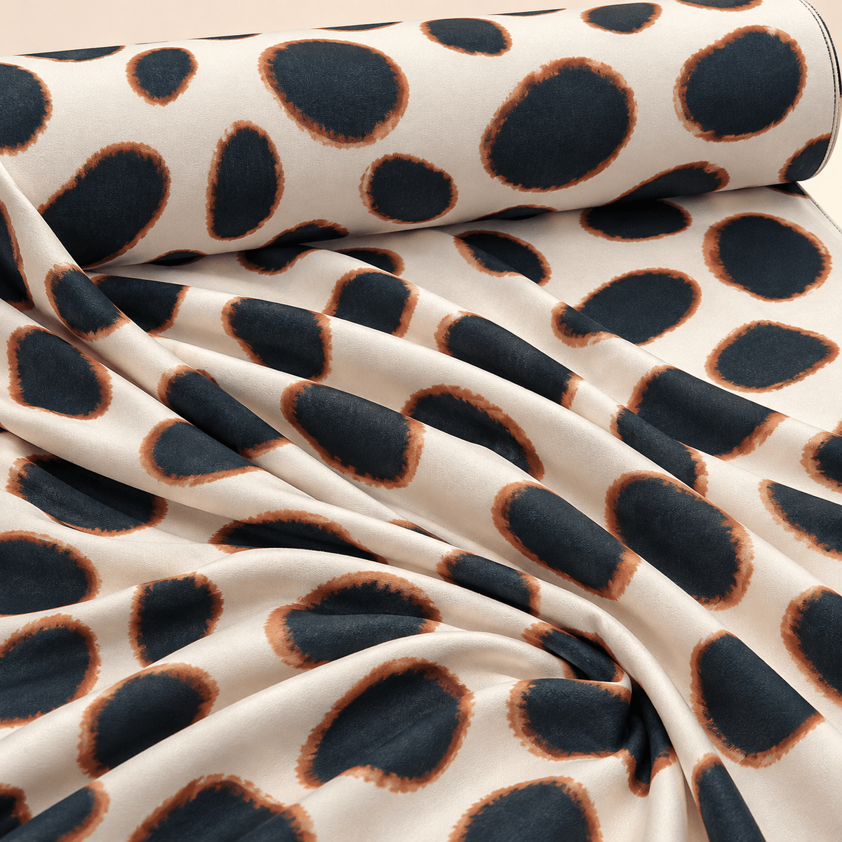 Beige Abstract Animal Spot Fabric by the Metre - Whotex Fabrics London