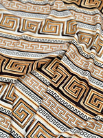 Beige Brown Crepe Silky Fabric, Greek Key Pattern Fabric , Fabric By The Yard , - Whotex Online Fabric Store